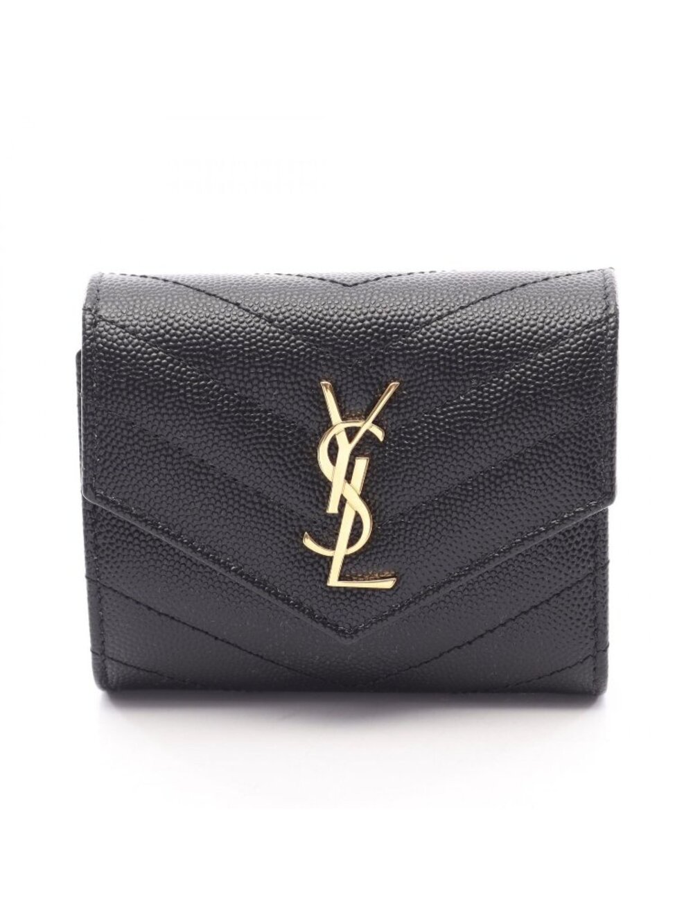 Saint Laurent Paris Trifold Wallet Cassandra Multi Fold Black Leather
